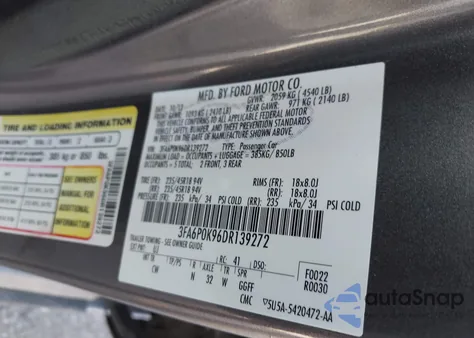 2013 Ford Fusion Titanium из США, поврежденный, VIN 3FA6P0K96DR139272